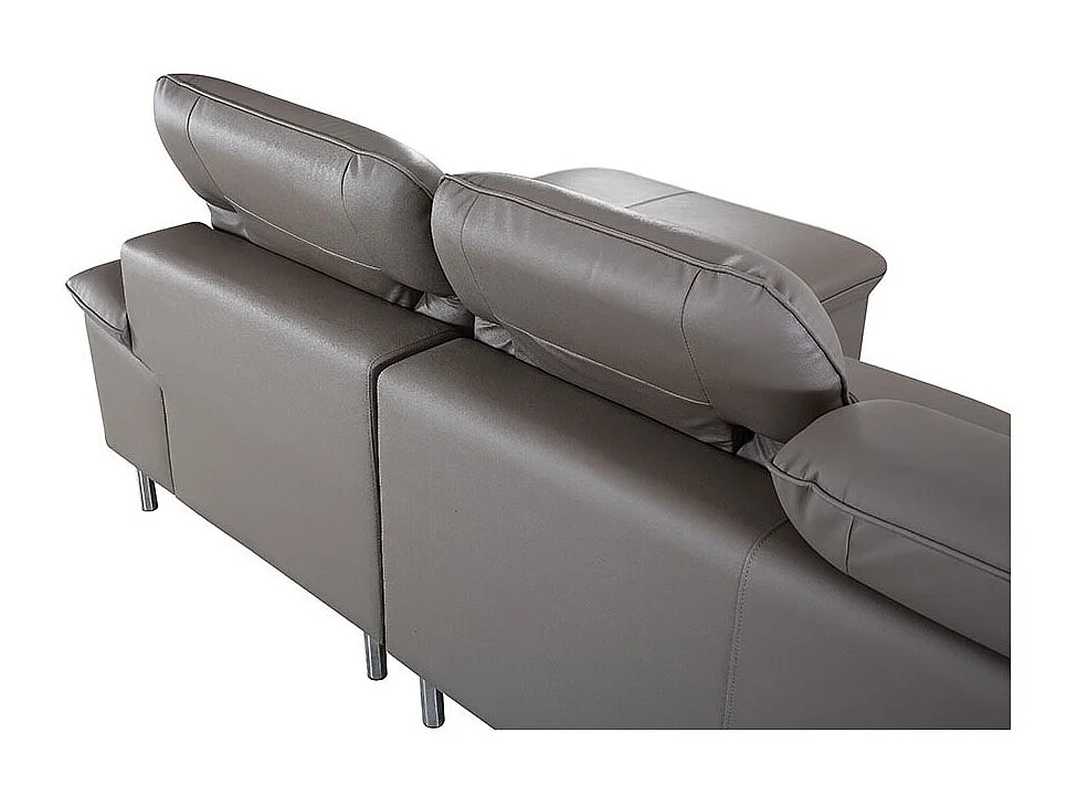 Canapé d'angle en cuir ALIX Taupe - Angle Droit