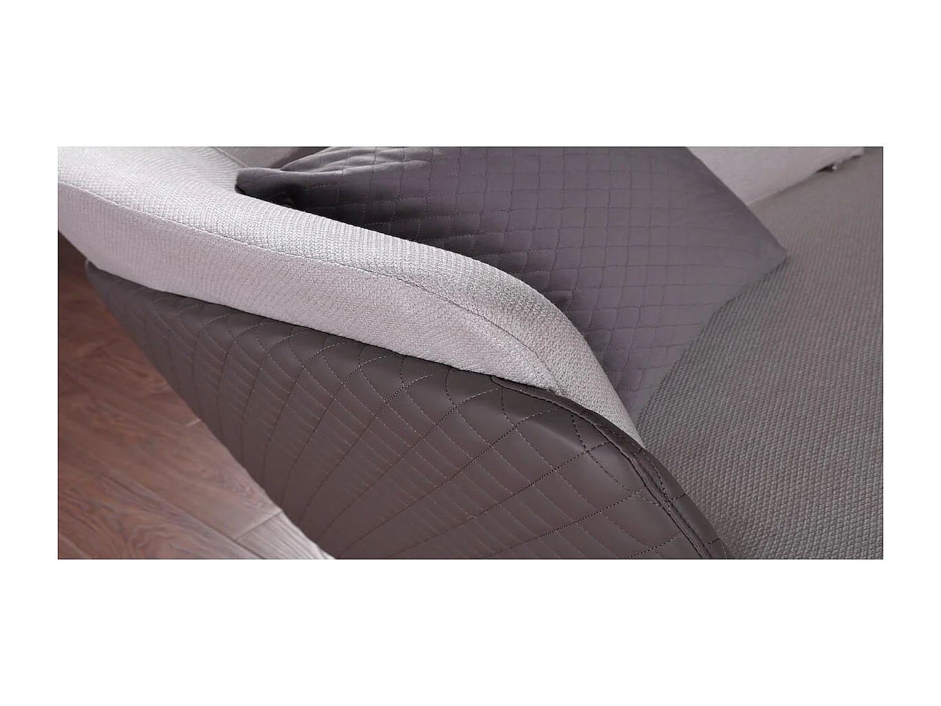 Canapé 4 places en tissu SARAYA - Gris clair et Gris foncé - Angle Droit