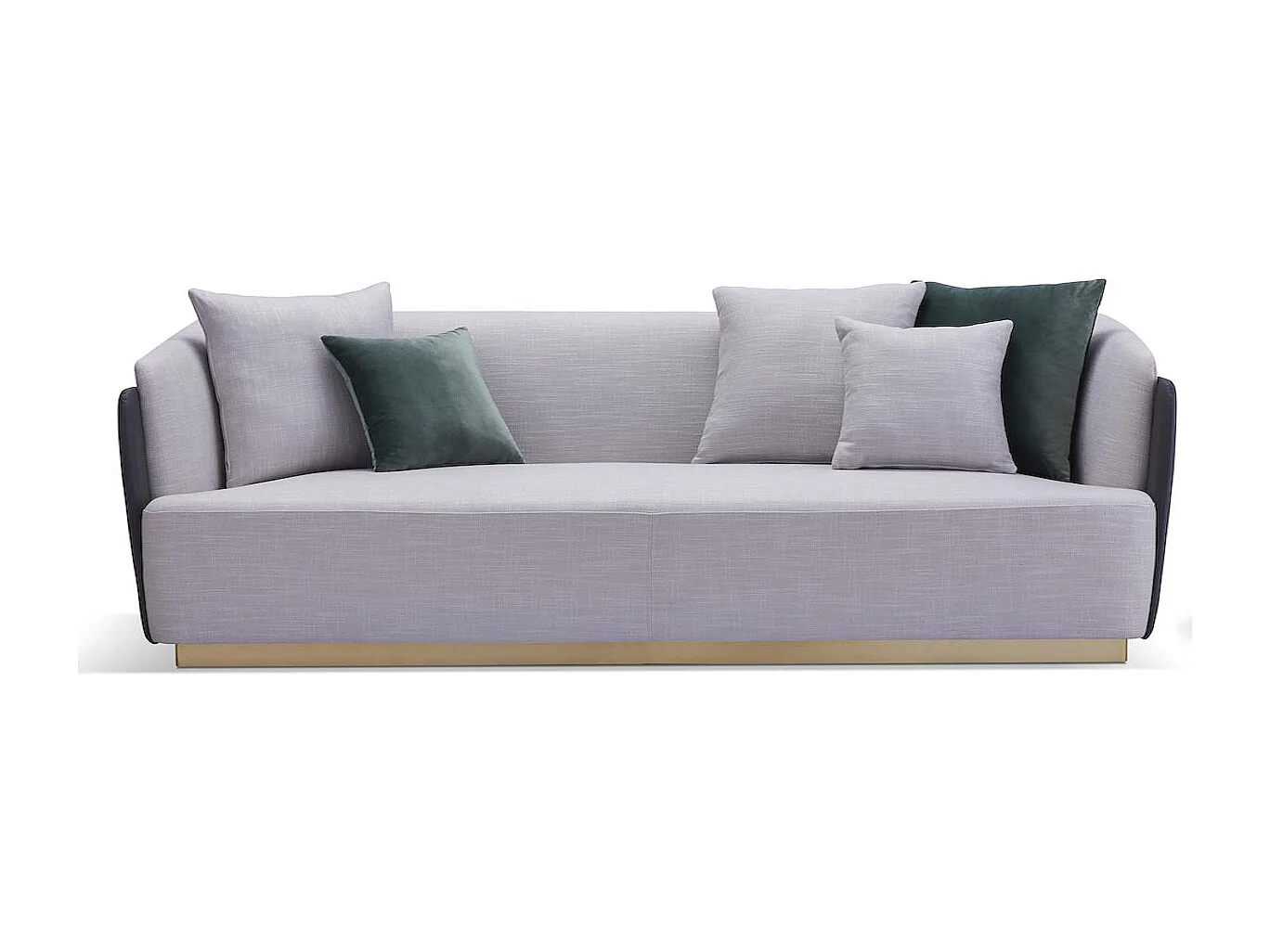 Canapé 4 places en tissu SARAYA - Gris clair et Gris foncé - Angle Droit