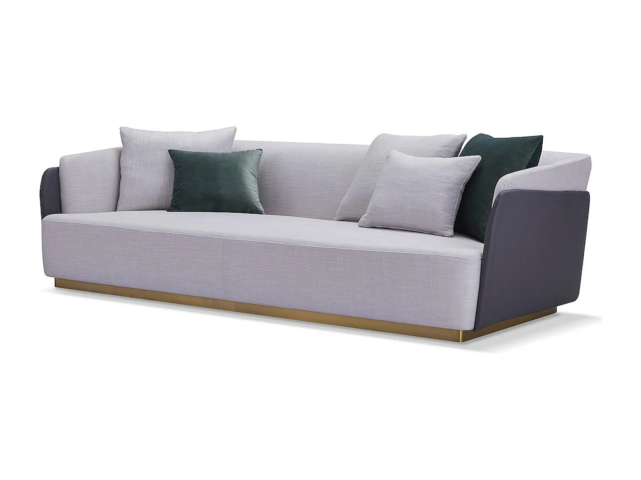 Canapé 4 places en tissu SARAYA - Gris clair et Gris foncé - Angle Droit