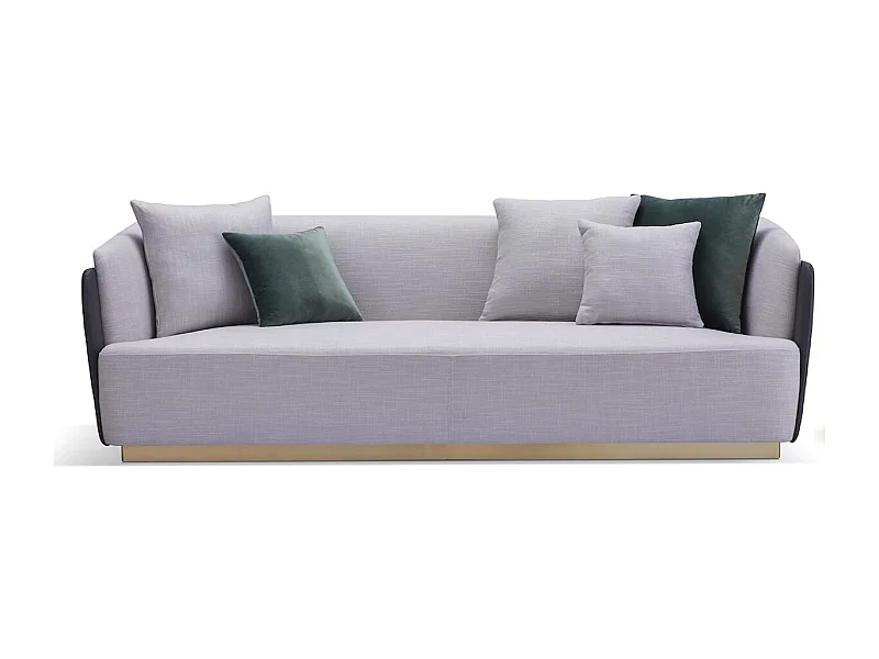 Canapé 4 places en tissu SARAYA - Gris clair et Gris foncé - Angle Droit