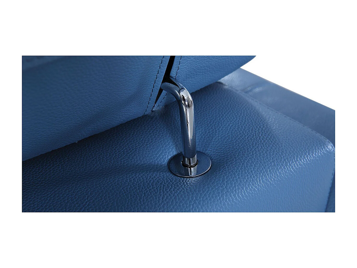 Canapé 3 places Cuir LENA Bleu - Angle Droit