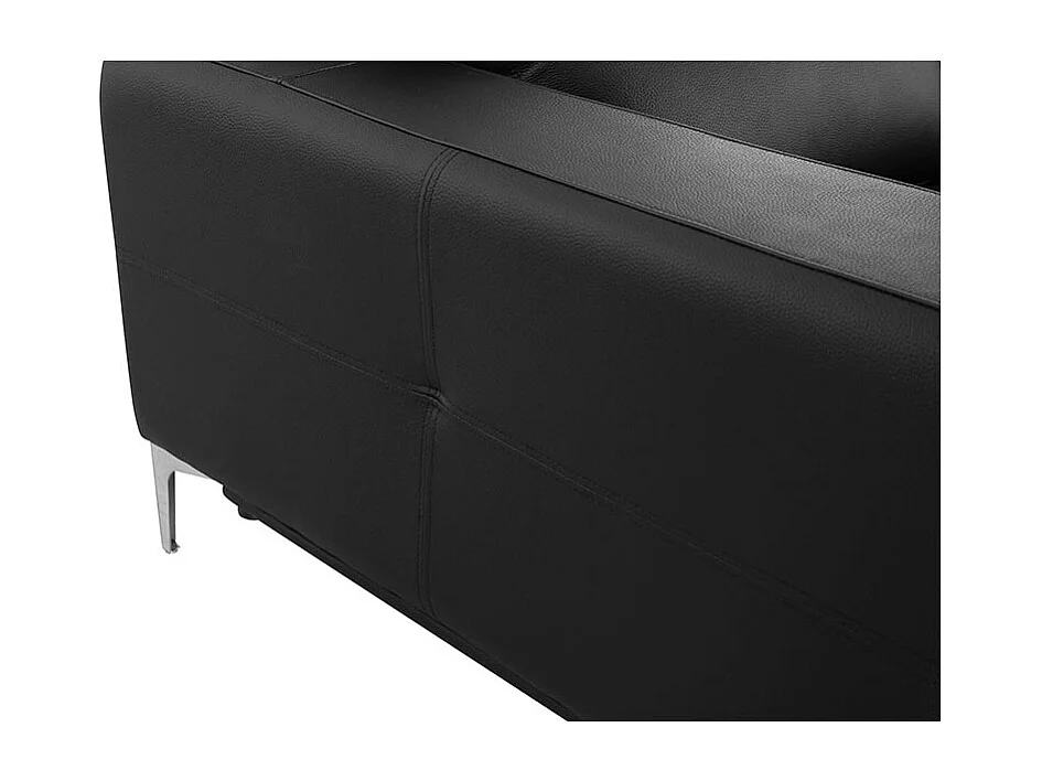 Canapé 3 places Cuir NORA Noir - Angle Droit