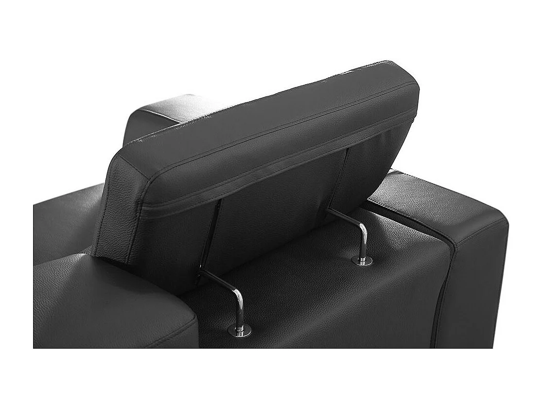 Canapé 3 places Cuir NORA Noir - Angle Droit