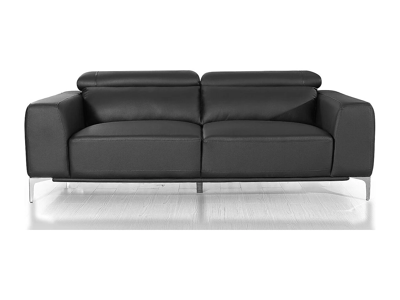 Canapé 3 places Cuir NORA Noir - Angle Droit
