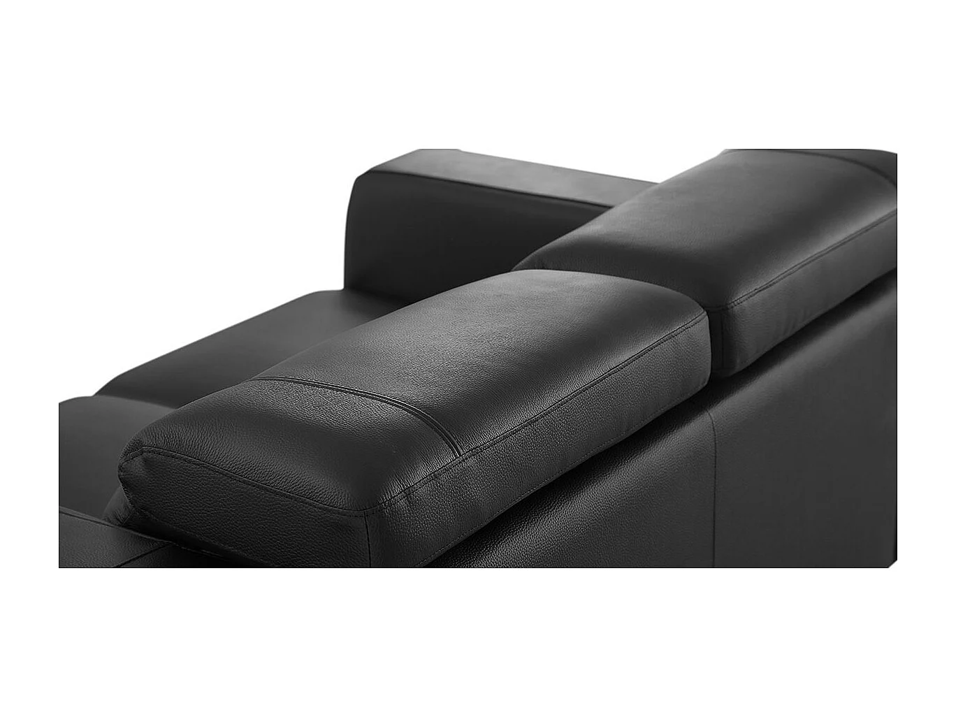 Canapé 3 places Cuir NORA Noir - Angle Droit