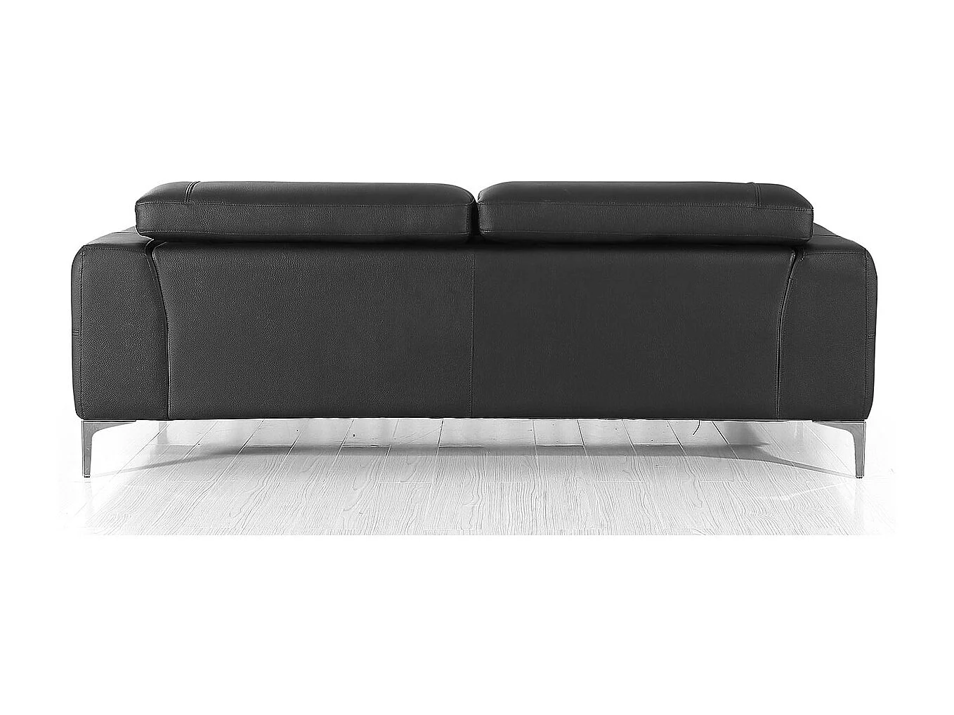 Canapé 3 places Cuir NORA Noir - Angle Droit