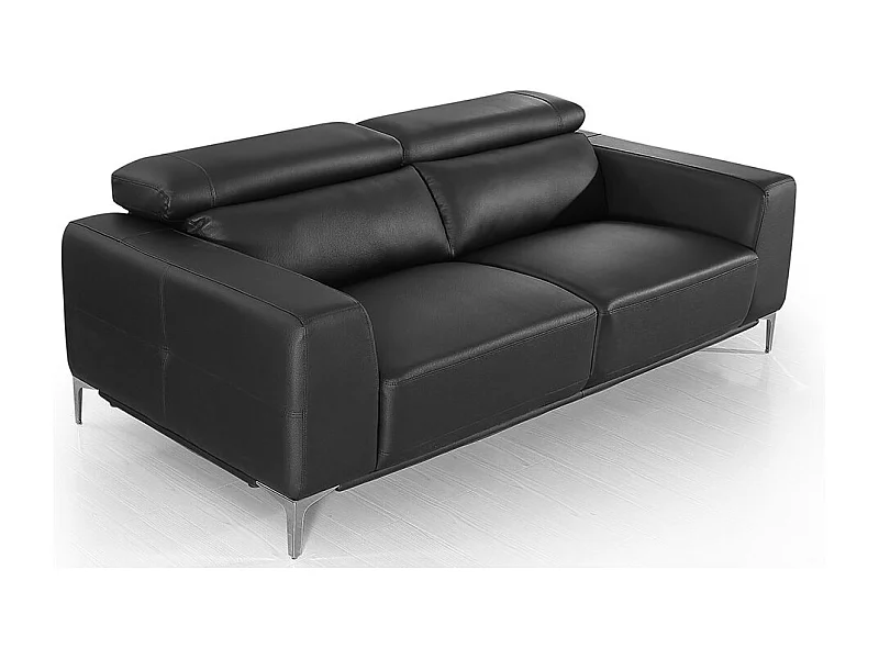 Canapé 3 places Cuir NORA Noir - Angle Droit