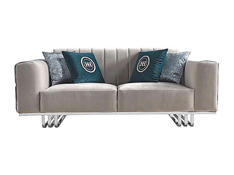 Canapé 3 places en velours JIMMY - Gris