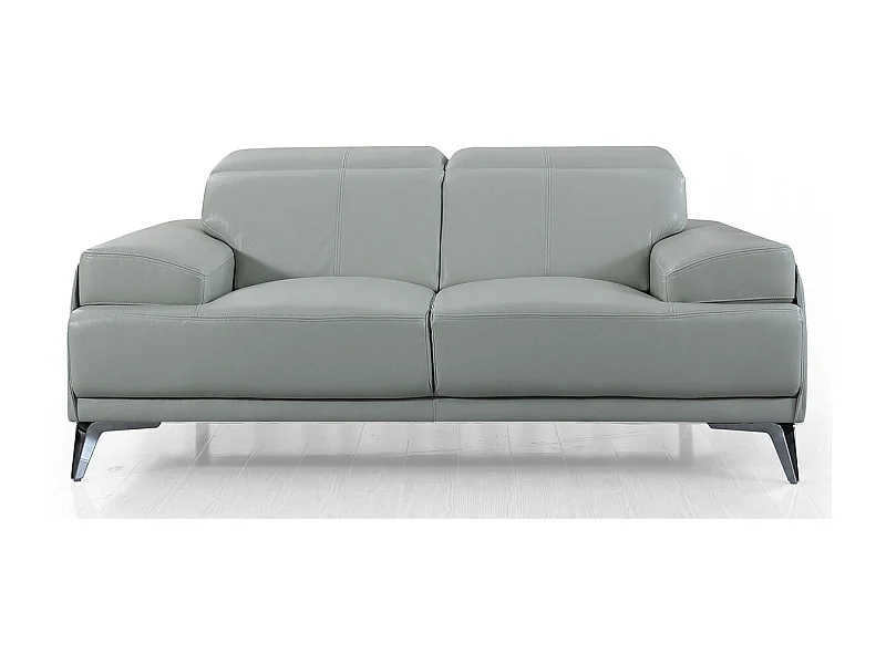 Canapé 2 places en cuir GARLIK Gris perle - Angle Droit