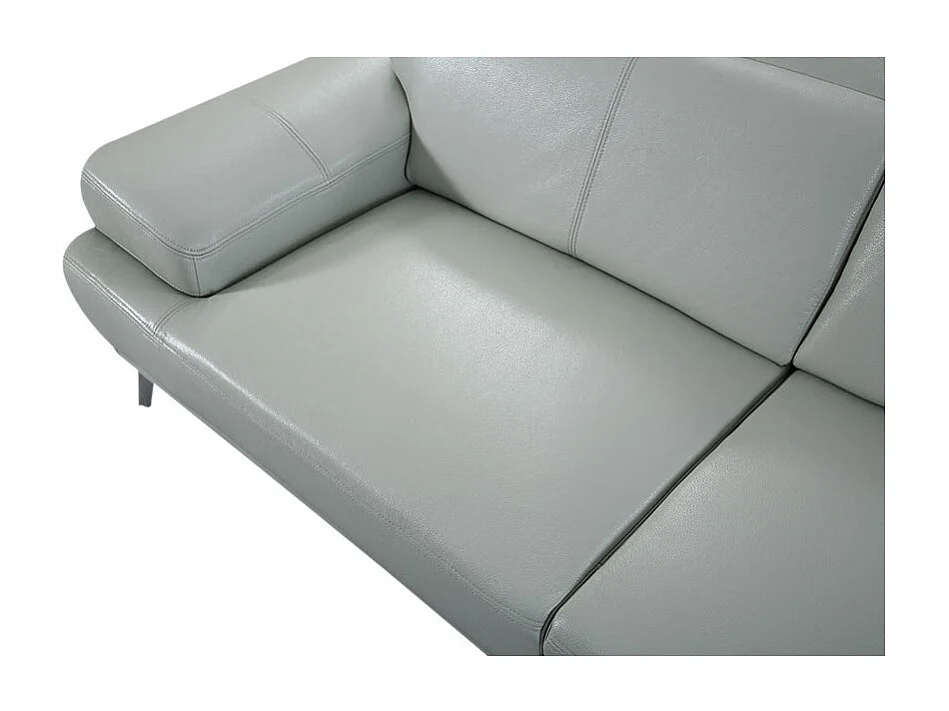 Canapé 2 places en cuir GARLIK Gris perle - Angle Droit