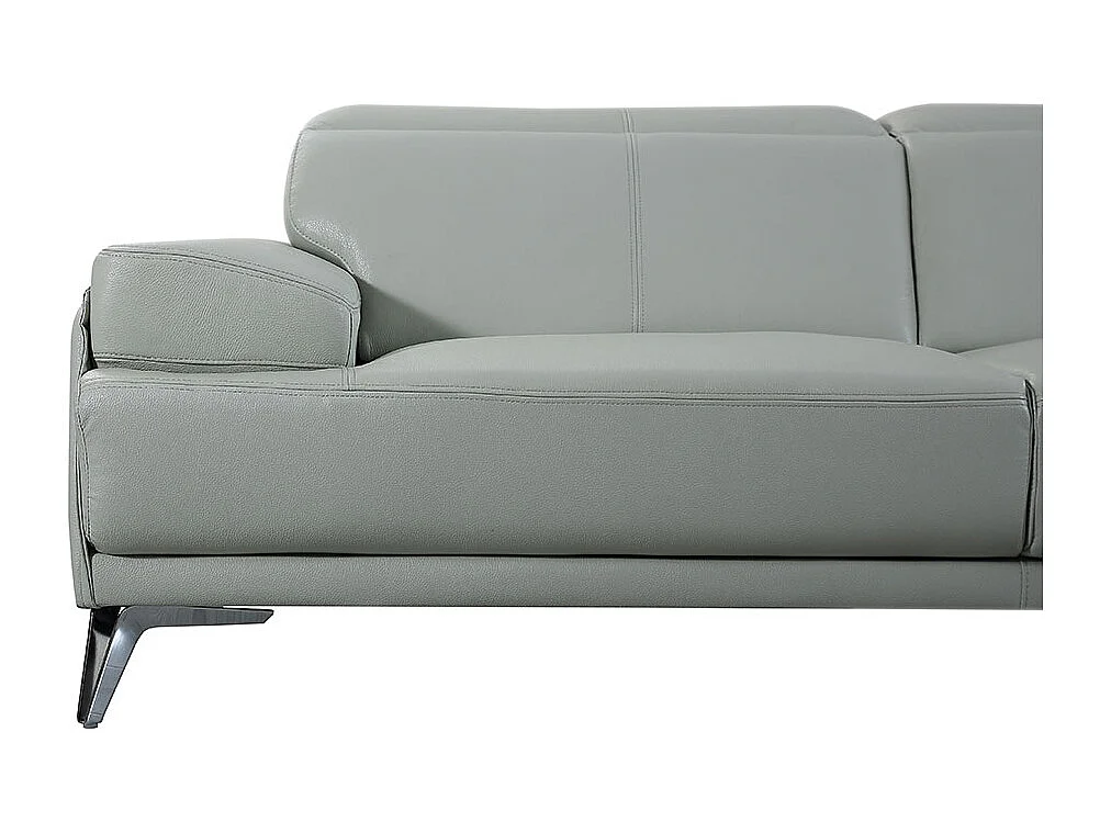 Canapé 2 places en cuir GARLIK Gris perle - Angle Droit