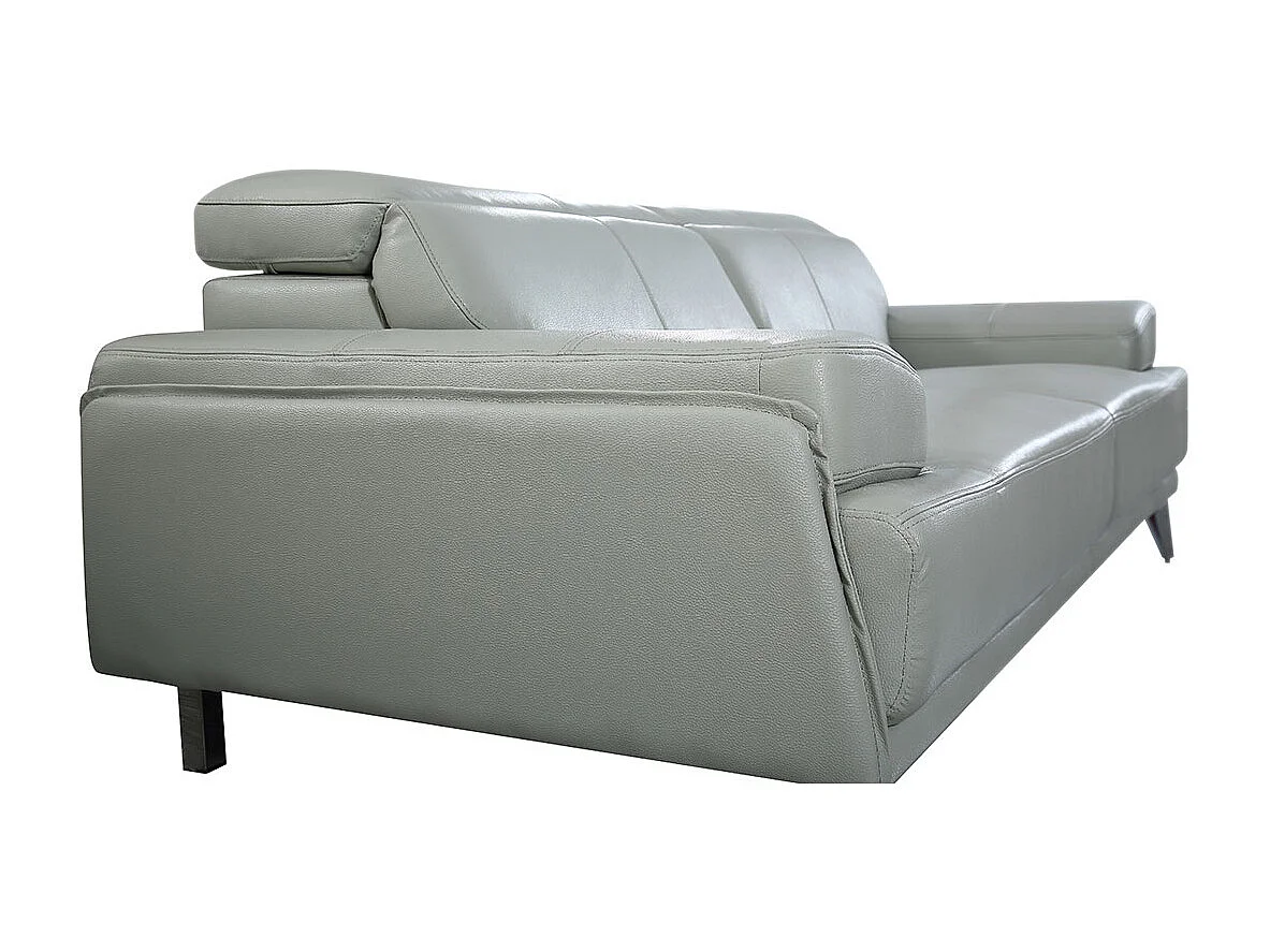 Canapé 2 places en cuir GARLIK Gris perle - Angle Droit