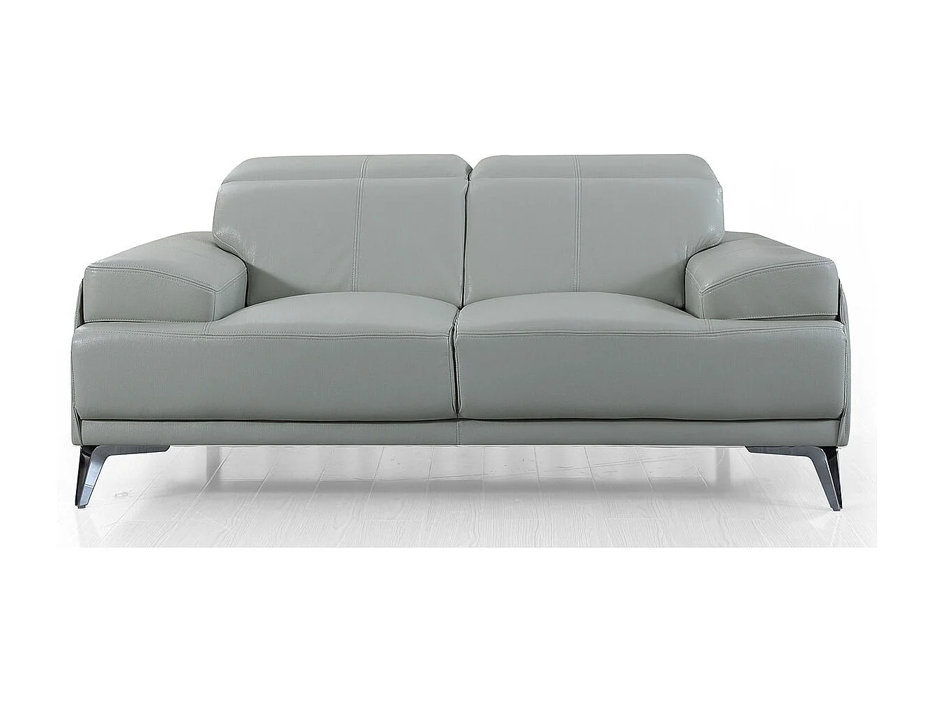 Canapé 2 places en cuir GARLIK Gris perle - Angle Droit