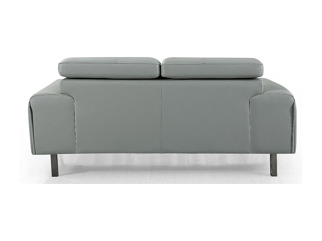 Canapé 2 places en cuir GARLIK Gris perle - Angle Droit