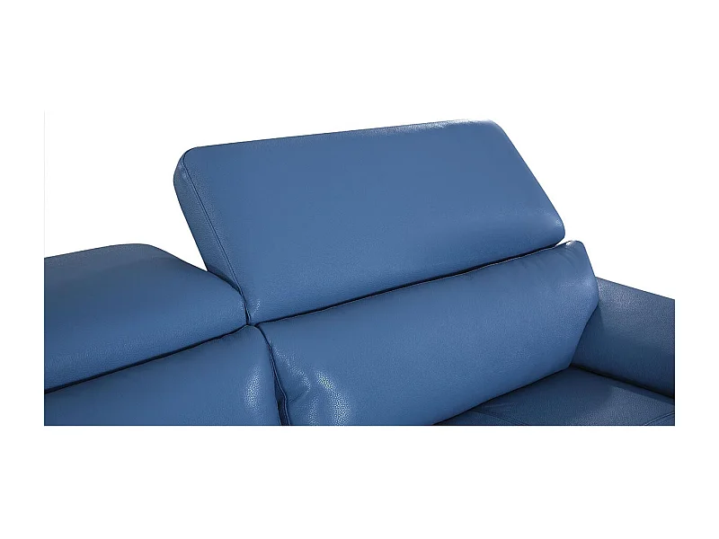 Canapé 2 places Cuir LENA Bleu - Angle Droit