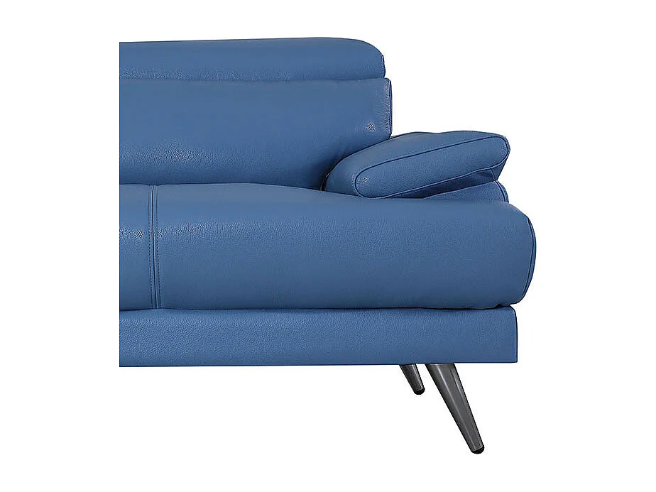 Canapé 2 places Cuir LENA Bleu - Angle Droit