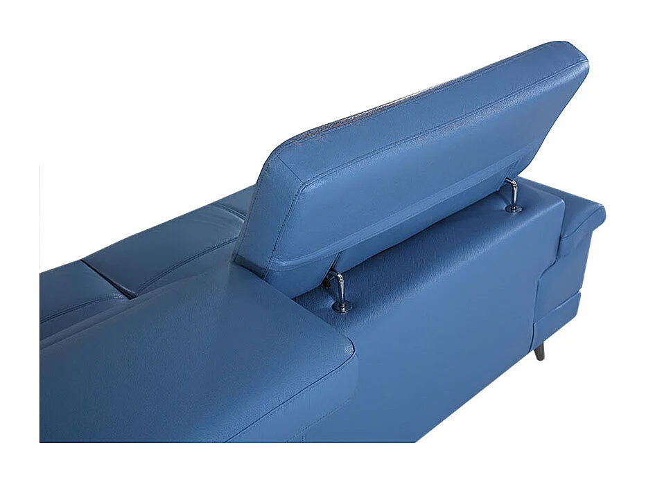 Canapé 2 places Cuir LENA Bleu - Angle Droit