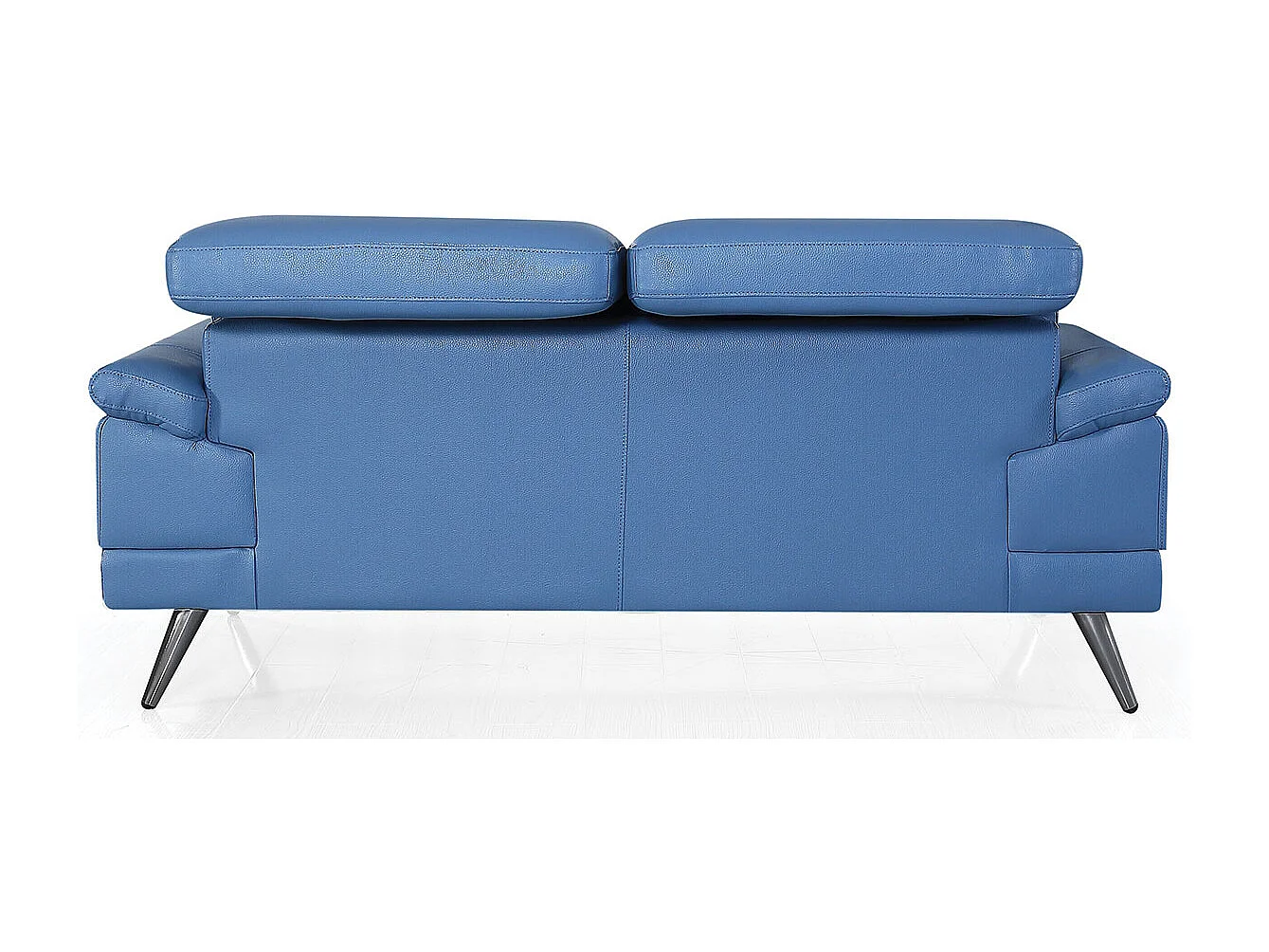 Canapé 2 places Cuir LENA Bleu - Angle Droit