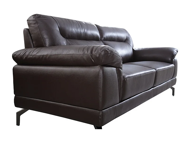 Canapé 2 places Cuir BRODY Marron - Angle Droit