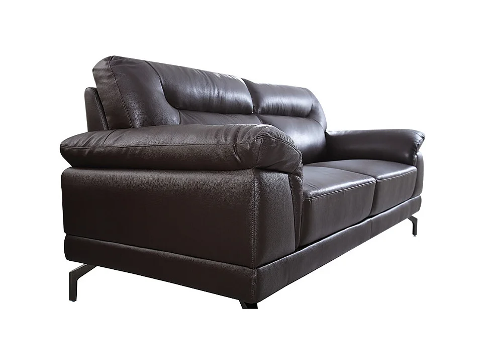 Canapé 2 places Cuir BRODY Marron - Angle Droit