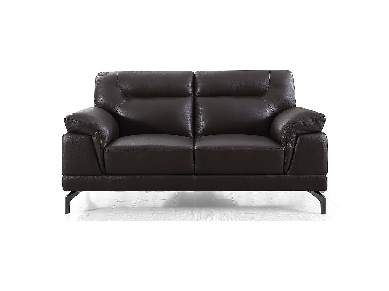 Canapé 2 places Cuir BRODY Marron - Angle Droit