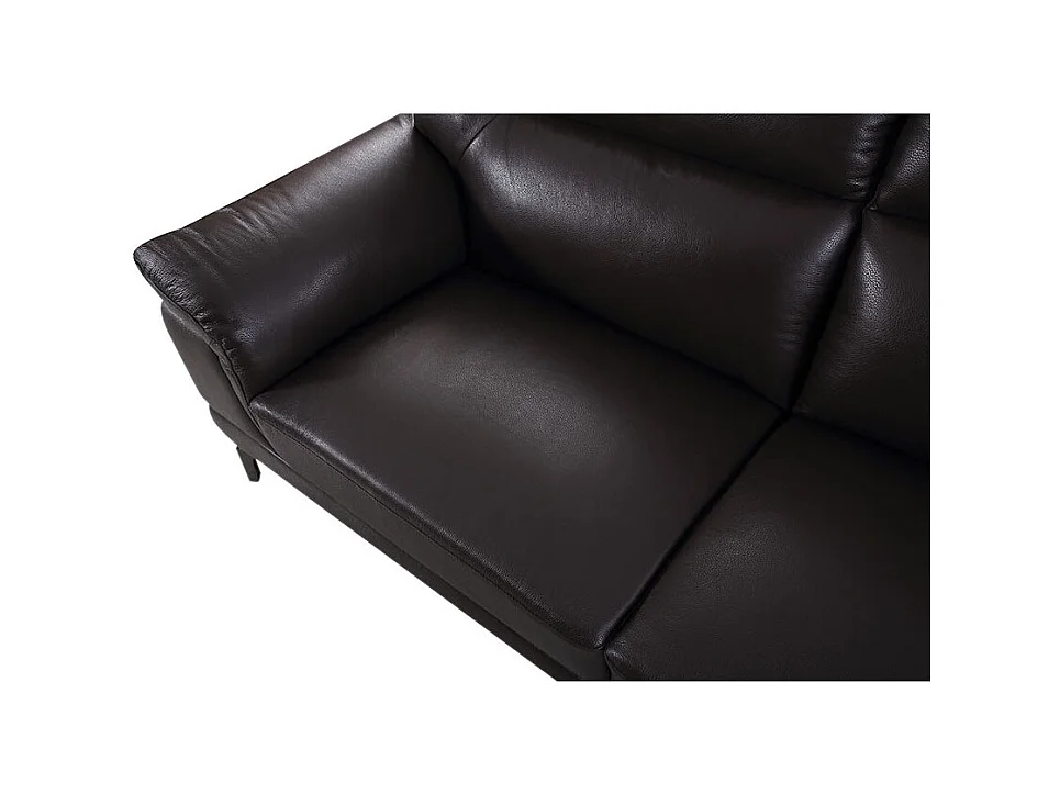 Canapé 2 places Cuir BRODY Marron - Angle Droit