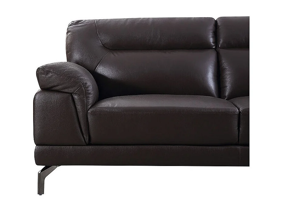 Canapé 2 places Cuir BRODY Marron - Angle Droit