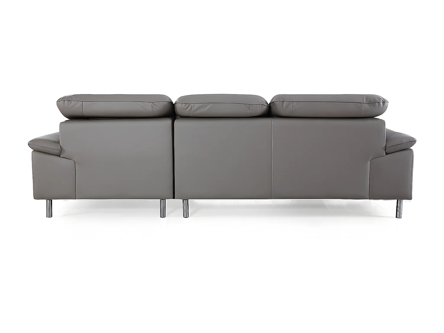 Canapé d'angle en cuir ALIX Taupe - Angle Gauche