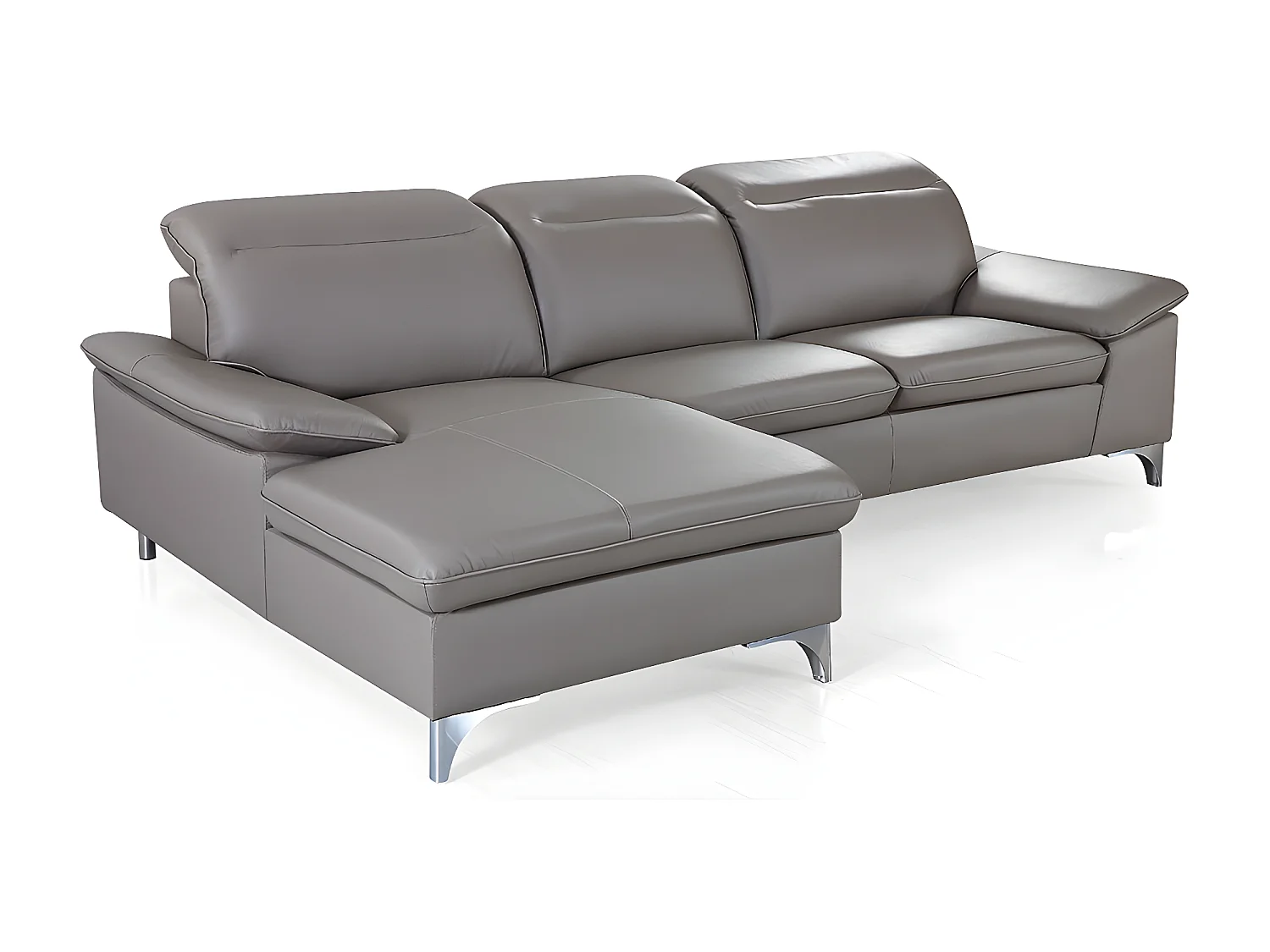 Canapé d'angle en cuir ALIX Taupe - Angle Gauche