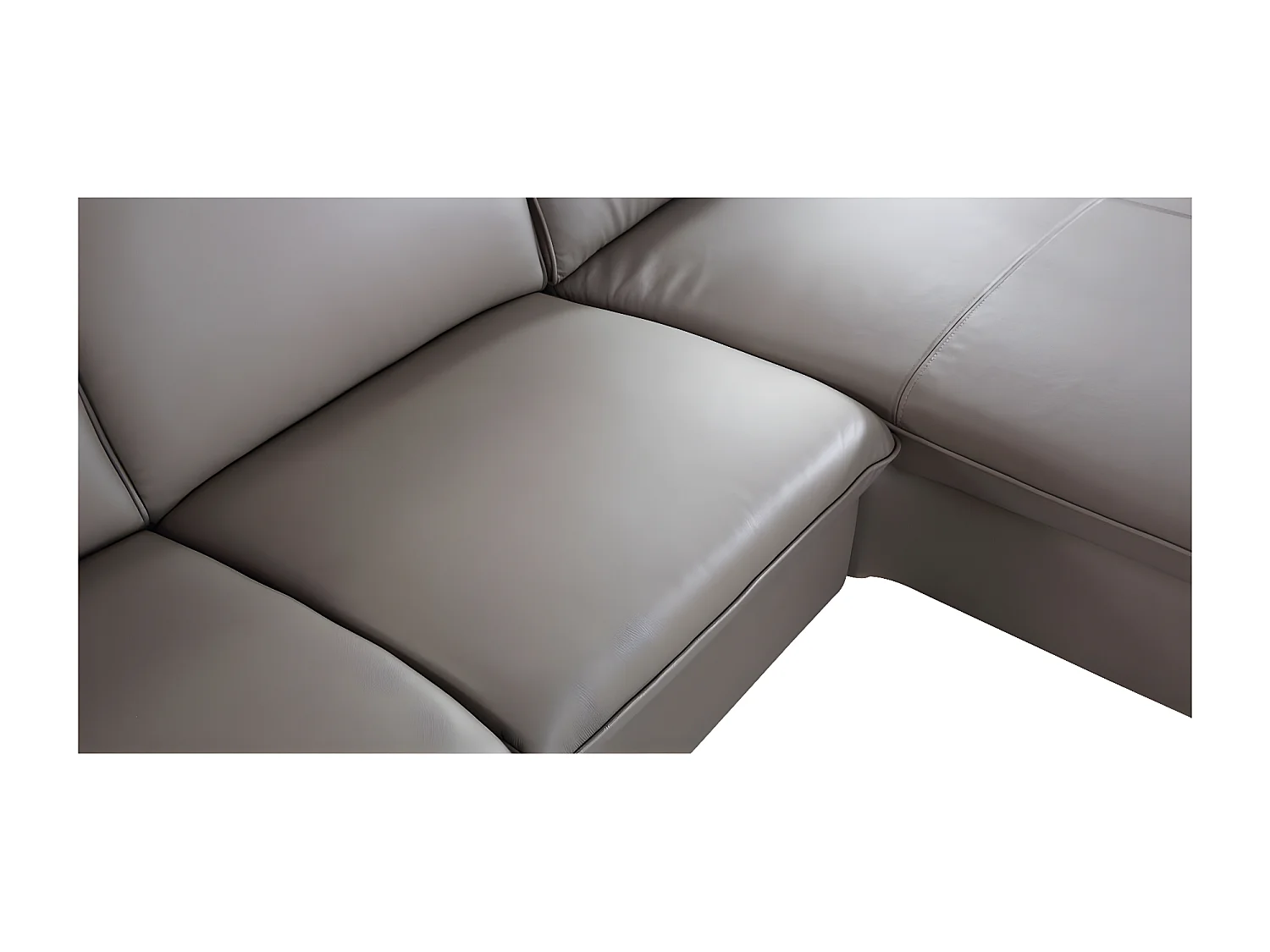Canapé d'angle en cuir ALIX Taupe - Angle Gauche