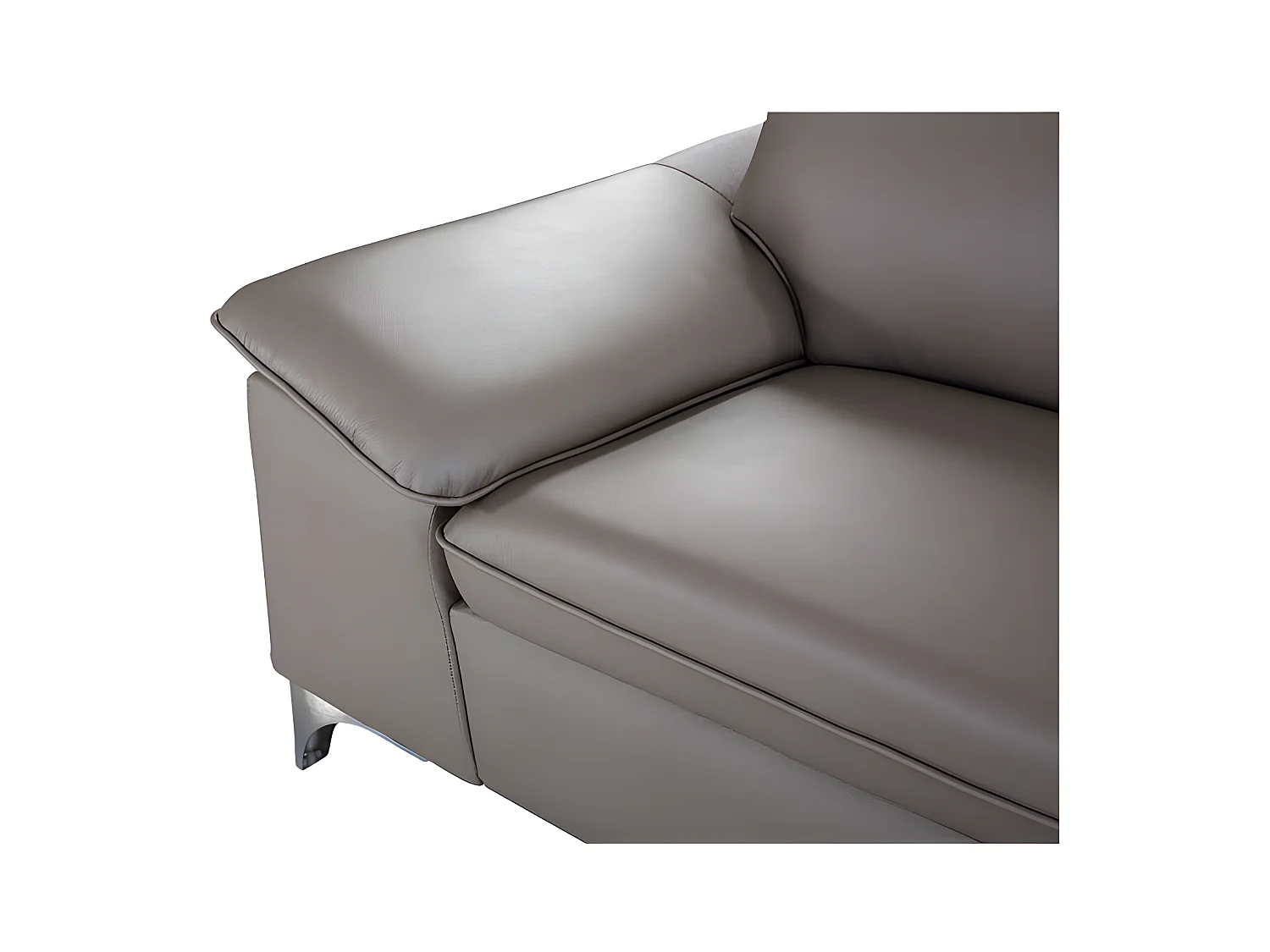 Canapé d'angle en cuir ALIX Taupe - Angle Gauche