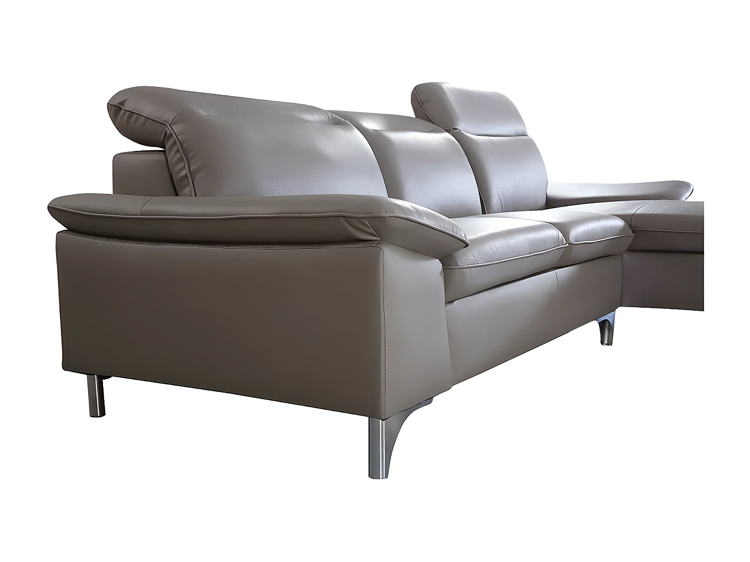 Canapé d'angle en cuir ALIX Taupe - Angle Gauche