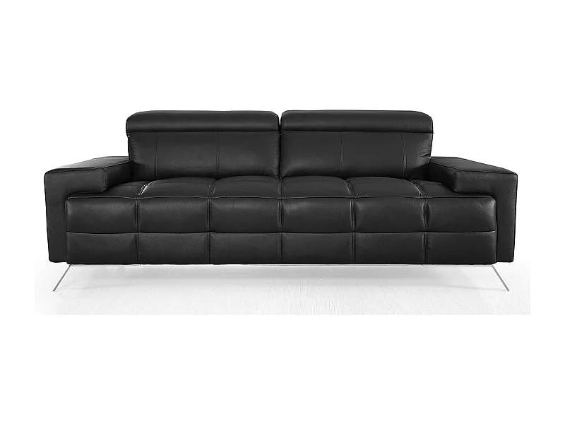 Canapé 3 places Cuir JACOB Noir - Angle Droit