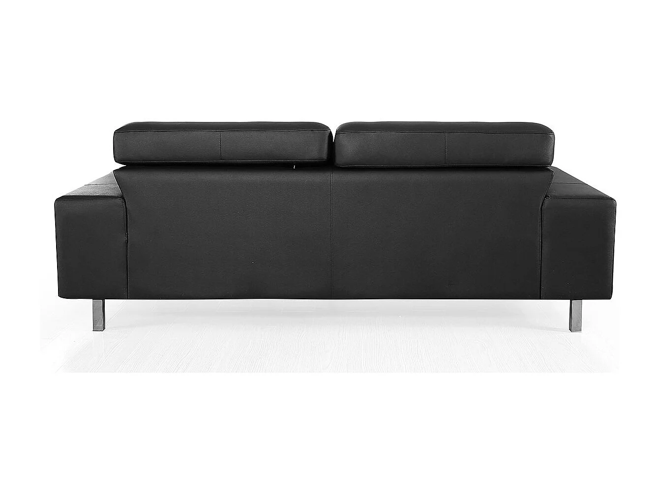 Canapé 3 places Cuir JACOB Noir - Angle Droit