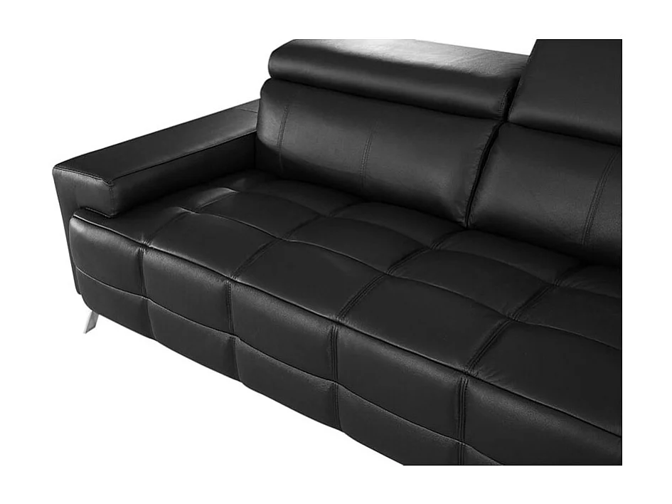 Canapé 3 places Cuir JACOB Noir - Angle Droit