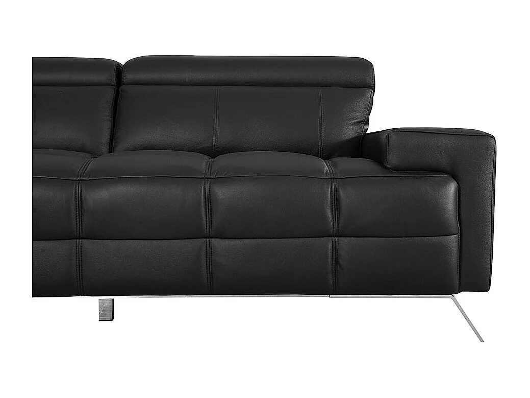 Canapé 3 places Cuir JACOB Noir - Angle Droit