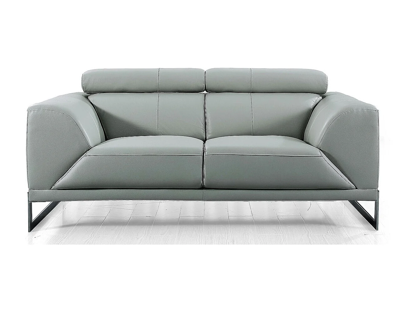 Canapé 2 places Cuir HAVANA Gris - Angle Droit