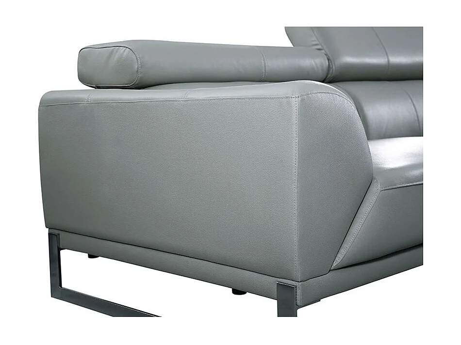 Canapé 2 places Cuir HAVANA Gris - Angle Droit