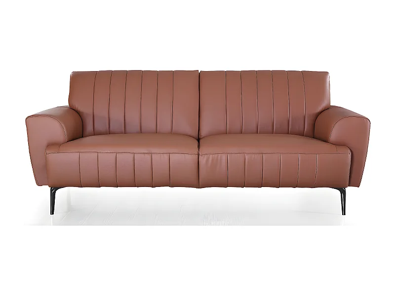 Canapé 3 places Cuir ROMY Cognac - Angle Droit