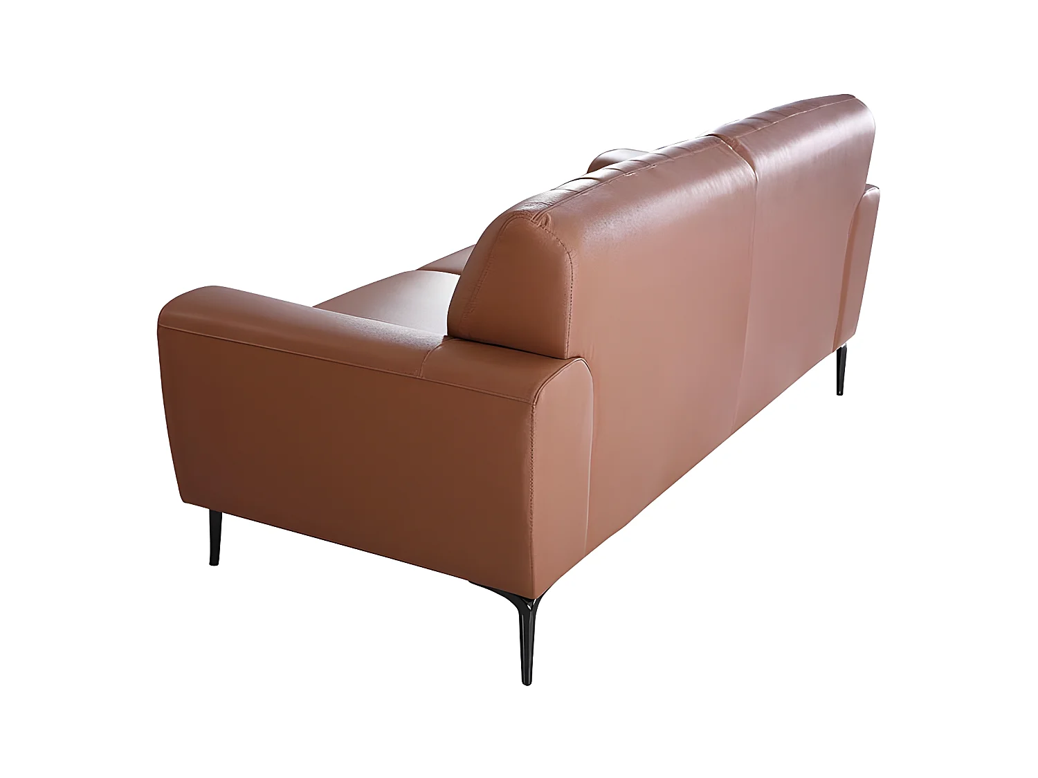 Canapé 3 places Cuir ROMY Cognac - Angle Droit