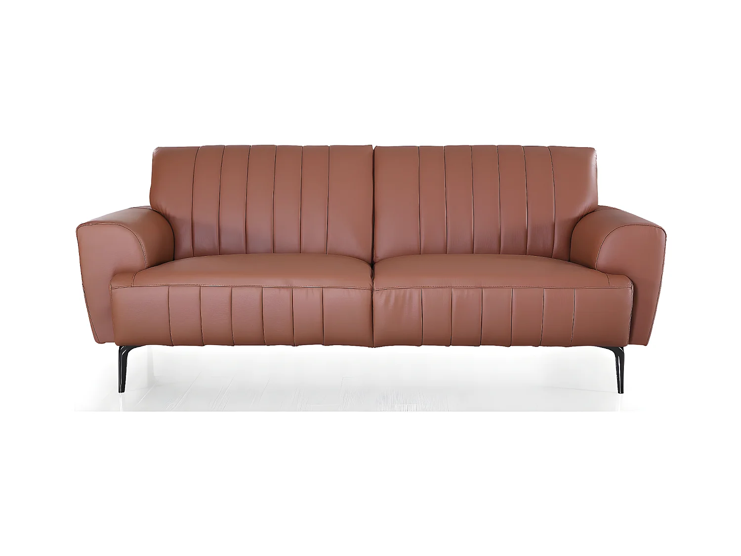 Canapé 3 places Cuir ROMY Cognac - Angle Droit