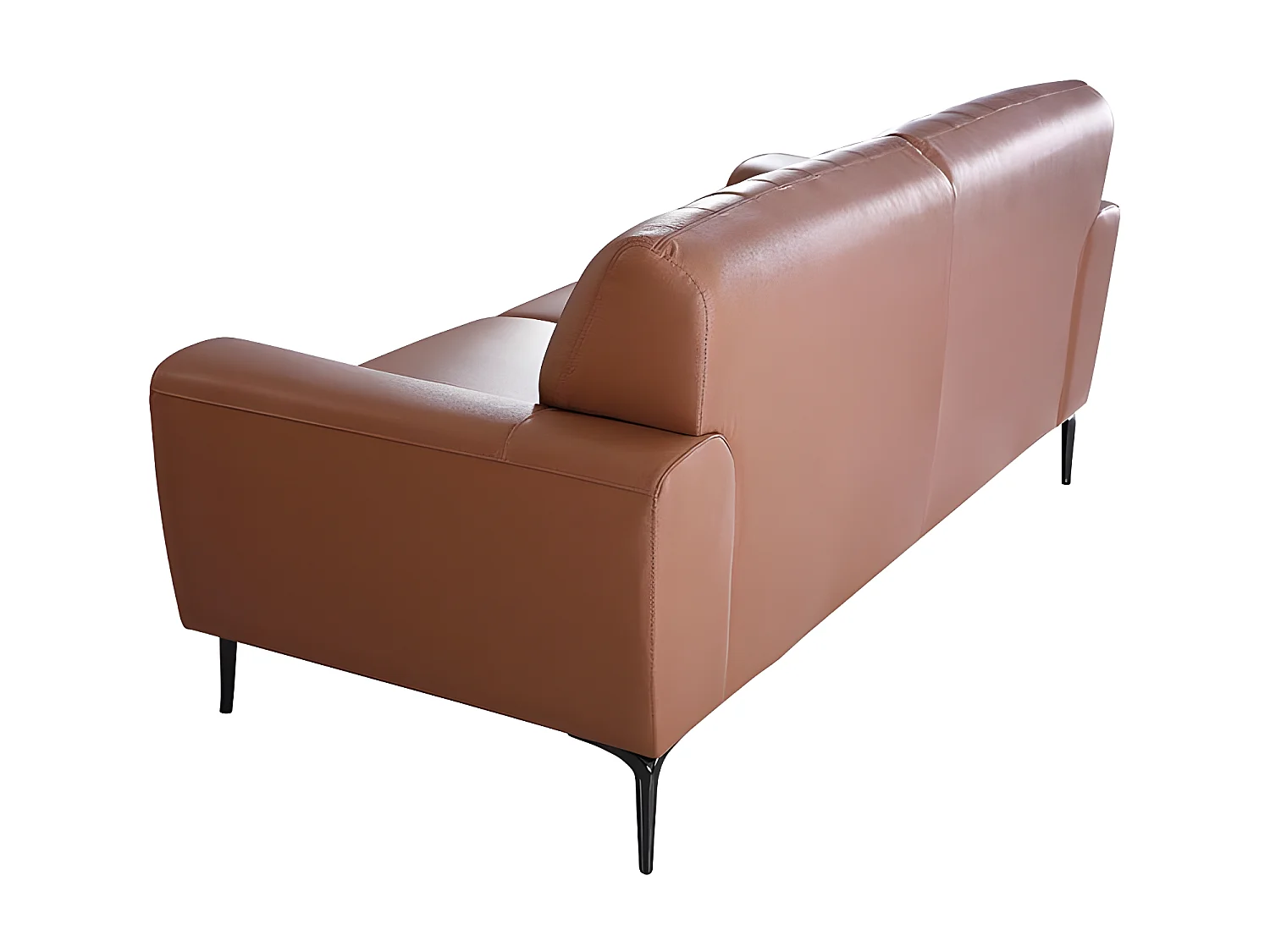 Canapé 3 places Cuir ROMY Cognac - Angle Droit