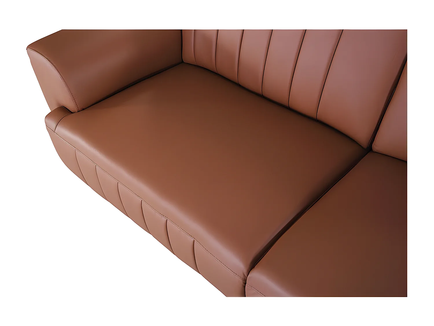 Canapé 3 places Cuir ROMY Cognac - Angle Droit