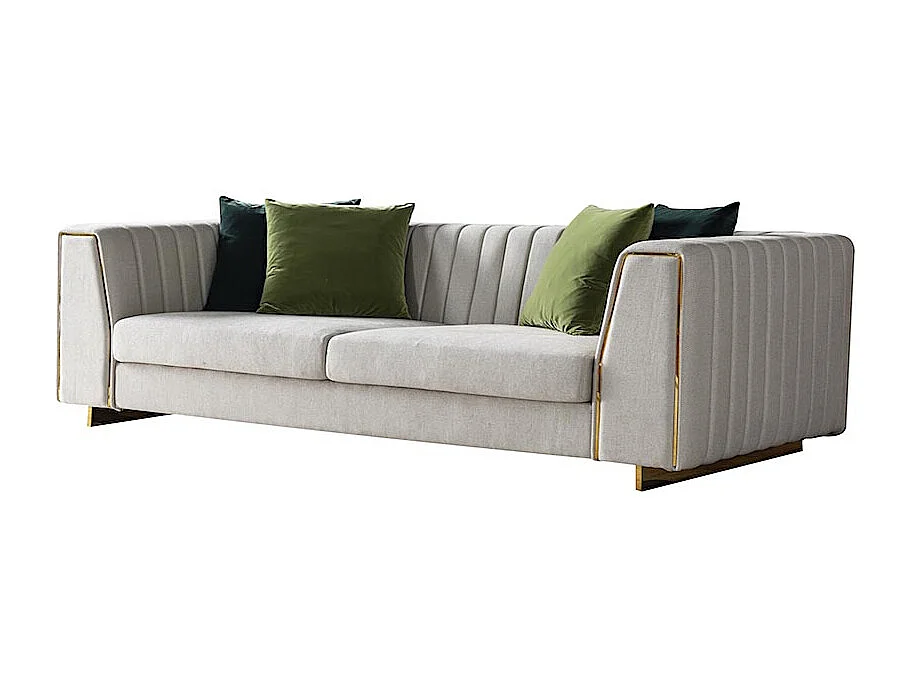 Canapé 3 places en tissu FELIX - Gris clair - Angle Droit