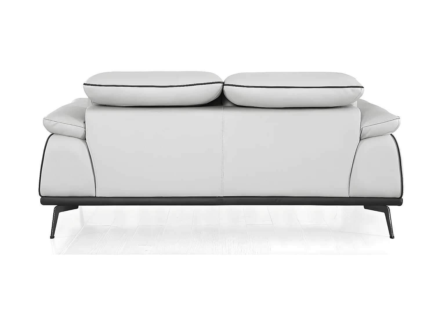 Canapé 2 places en cuir gris ELLIE