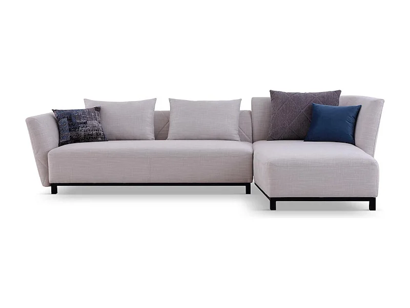 Canapé d'angle en tissu droit LUNO - Gris clair - Angle Droit