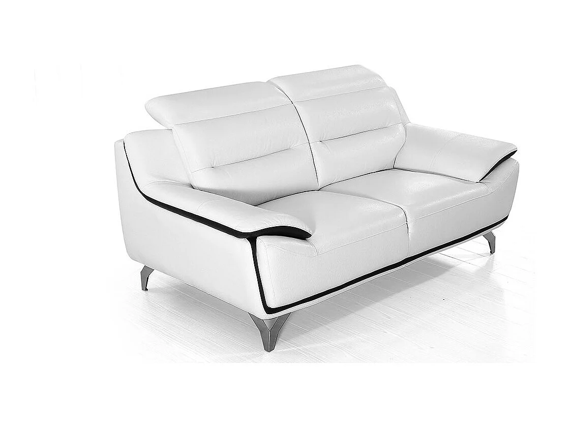 Canapé 2 places en cuir JUDE Blanc - Angle Droit