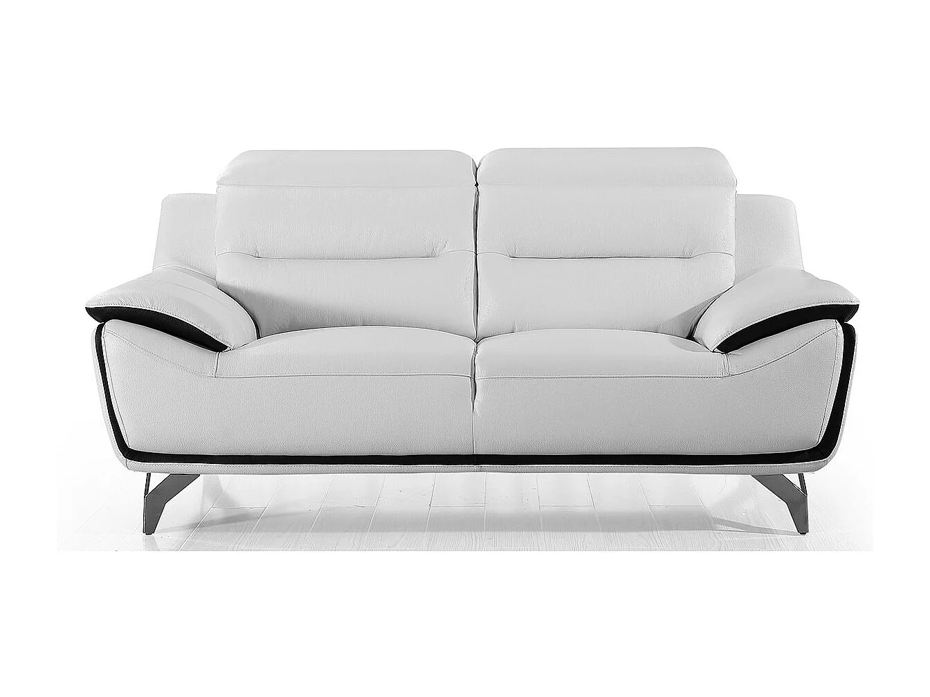 Canapé 2 places en cuir JUDE Blanc - Angle Droit