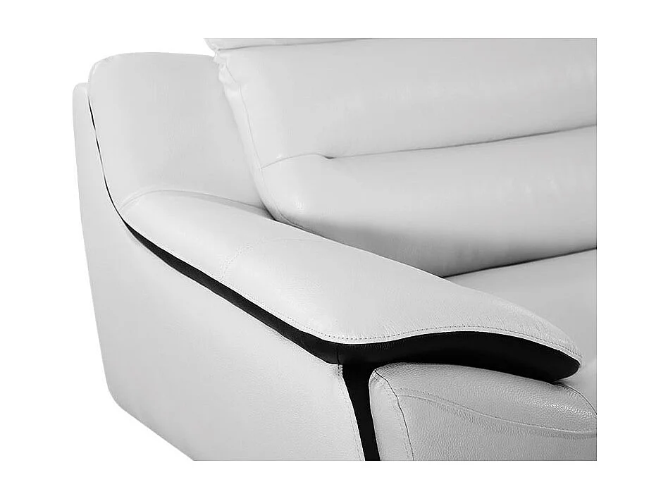 Canapé 2 places en cuir JUDE Blanc - Angle Droit